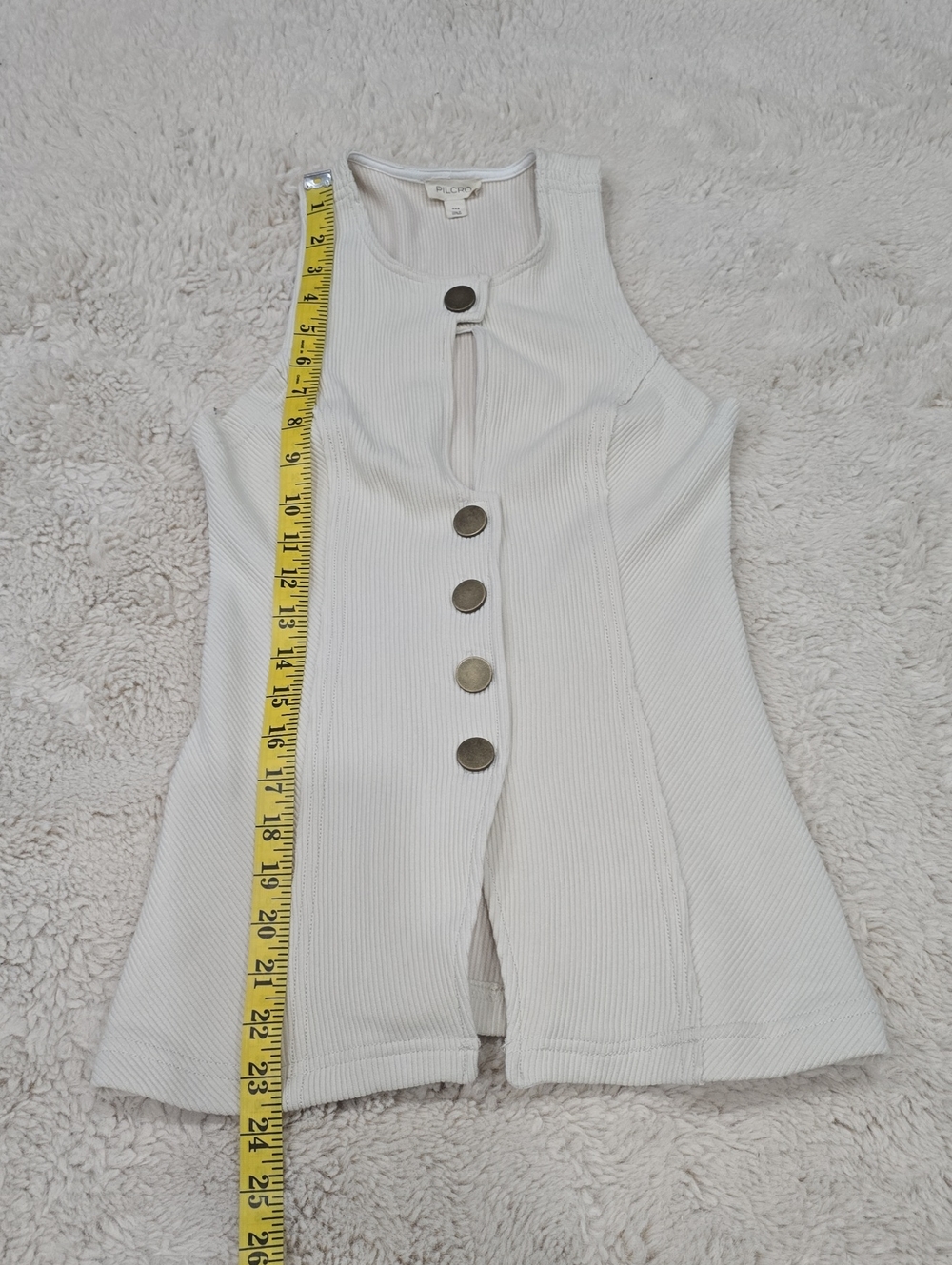 Pilcro Cream Ribbed Button-Front Tank Dress - Picture 4 of 7